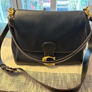 Coach May Black Soft Pebble Leather Shoulder Bag 3954